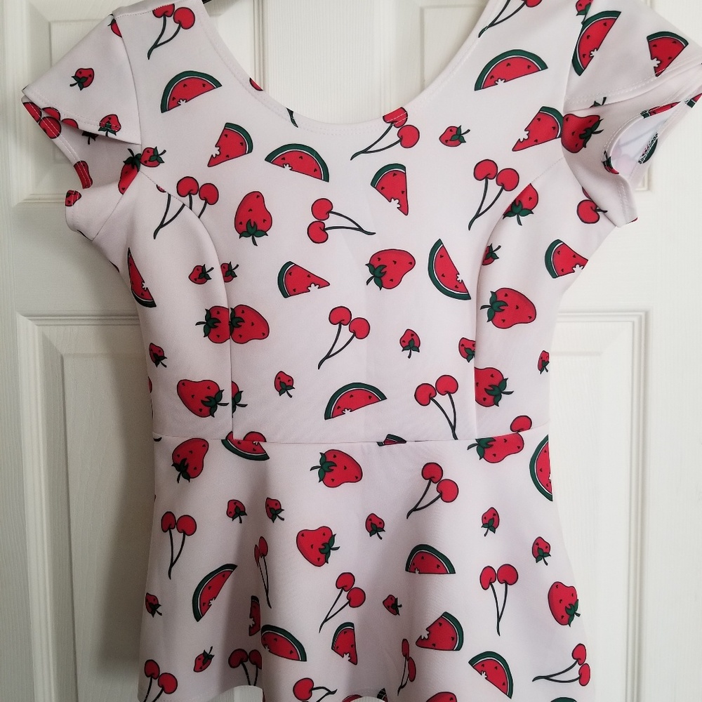 Cherry Berry Fruit Pinup Girl Vintage Peplum Top